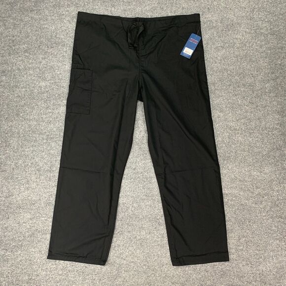 Cherokee Scrub Pant Mens L Large Black Drawstring Waist Straight Workwear Cargo - Picture 2 of 13